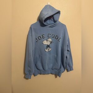 Joe Cool Snoopy Men’s Light Blue Hoodie Size Large *Missing the strings*